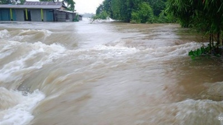 টানা বৃষ্টি ও পাহাড়ি ঢলে মৌলভীবাজারে বন্যা পরিস্থিতি, পানিবন্দি শতাধিক পরিবার